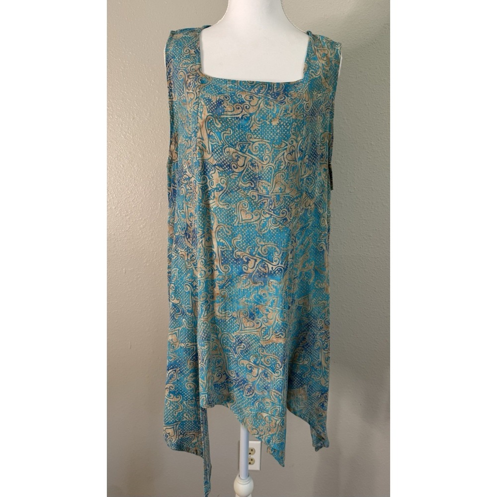 Mission Canyon Santa Barbara Rayon Handkerchief Hem Bohoβ Art Top One Size